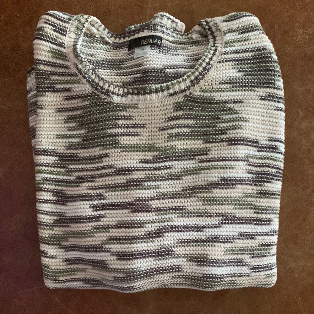 Renuar Gray and Green Crew Neck Sweater